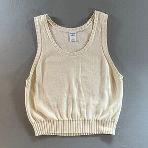 Melrose and Market Cream Knit Sweater Tank Crop Top M